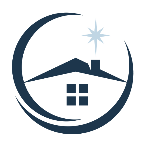 Celestial Home Services logo featuring a house silhouette with a star above, representing growth and support in client experience and operations.